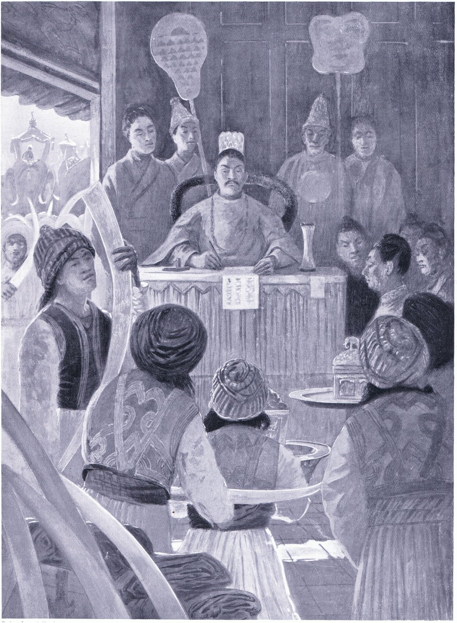 Siamezen brengen hulde aan de keizer van China door Henry Charles Seppings Wright