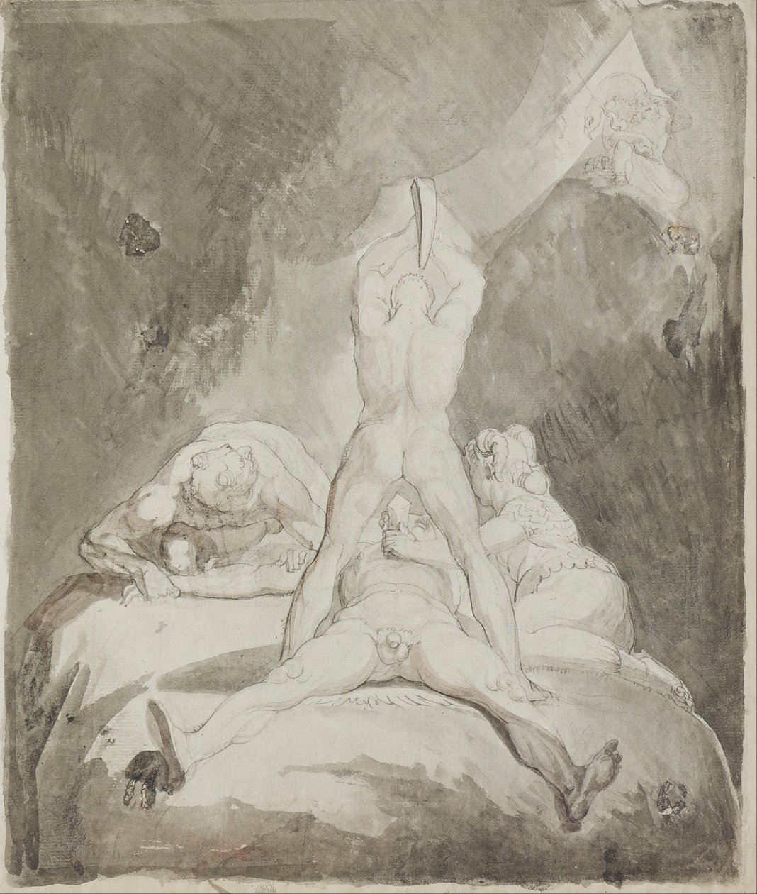 Hephaestus, Bia en Crato beveiligen Prometheus op de berg Kaukasus door Johann Heinrich Füssli