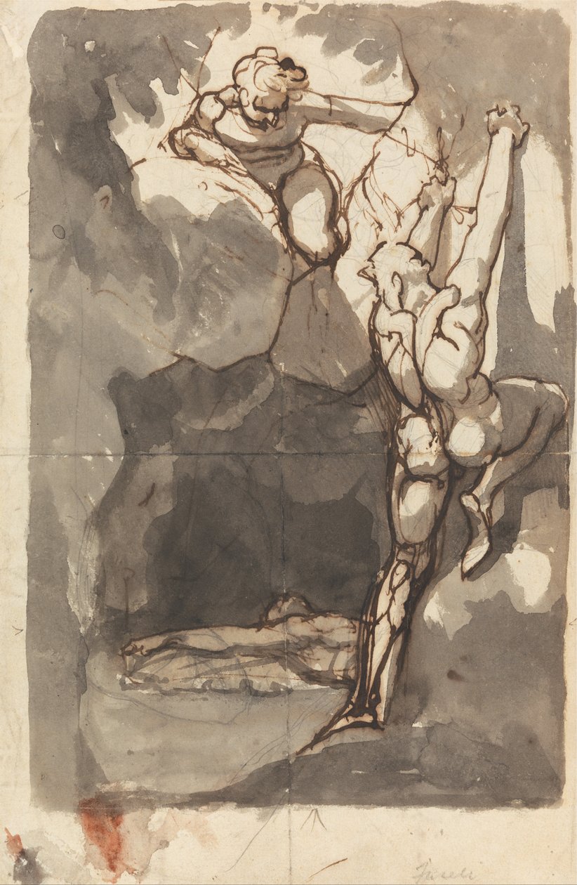 Studie voor het vinden van het lichaam van Bassanio door Johann Heinrich Füssli