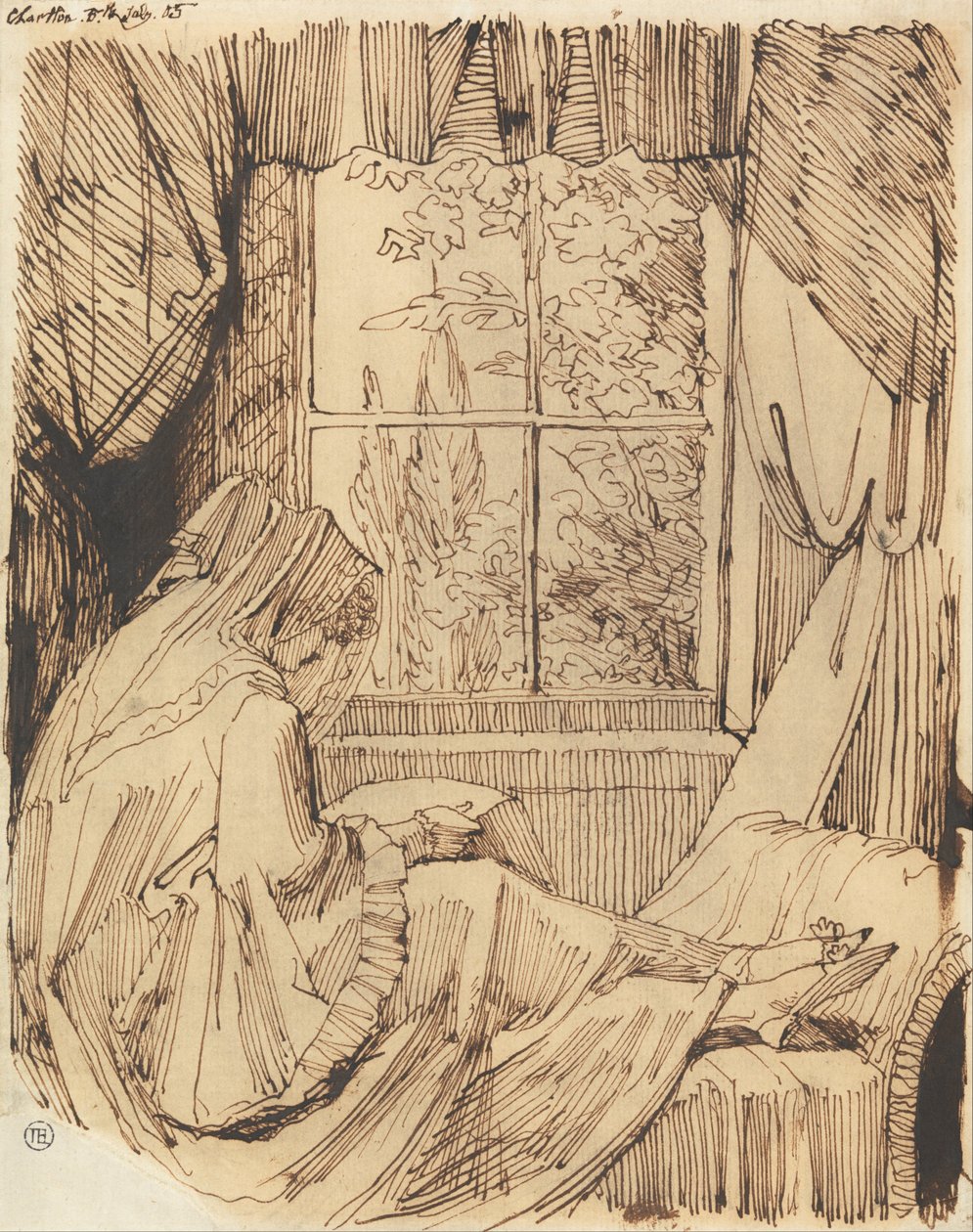 Vrouw lezend, zittend voor een raam door Johann Heinrich Füssli