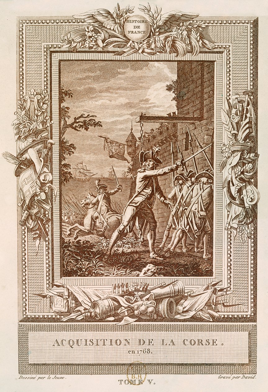 De verwerving van Corsica in 1768, gegraveerd door David door Henry Le Jeune