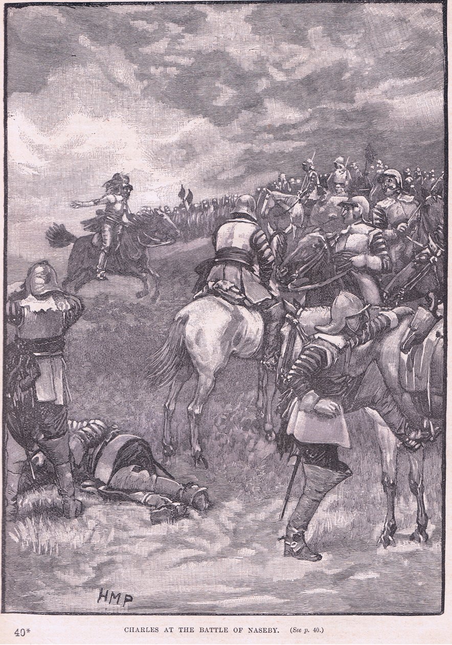 Karel bij de Slag van Naseby AD 1645 door Henry Marriott Paget