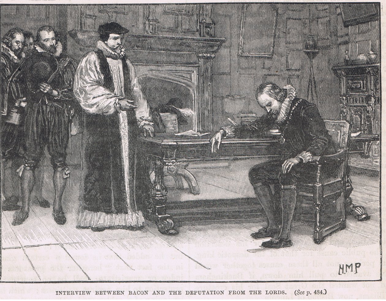Interview tussen Bacon en de delegatie van de Lords 1621 door Henry Marriott Paget