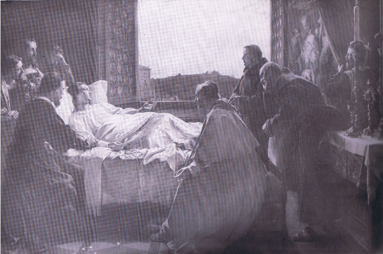 De laatste momenten van Raphael, Bibbys Jaarboek, 1916-1917 door Henry Nelson after ONeil
