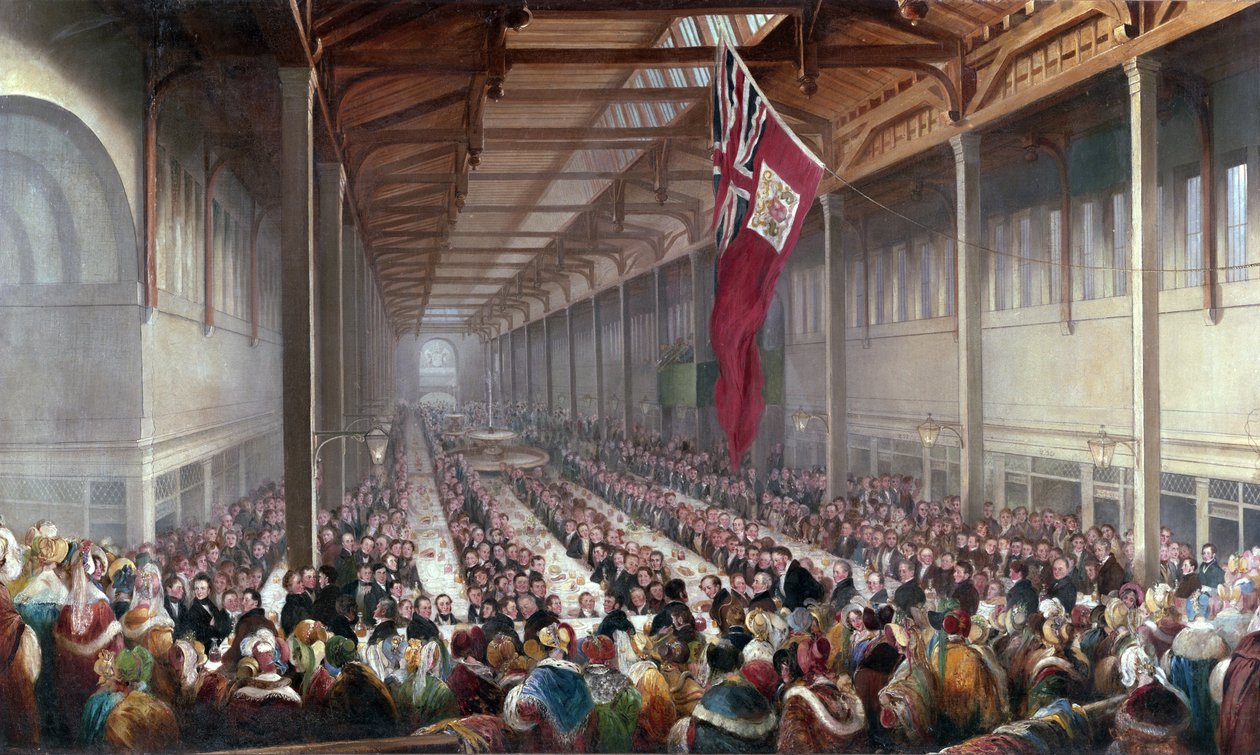 Het banket ter gelegenheid van de opening van de Grainger Market, Newcastle upon Tyne, ca. 1835 door Henry Perlee Parker