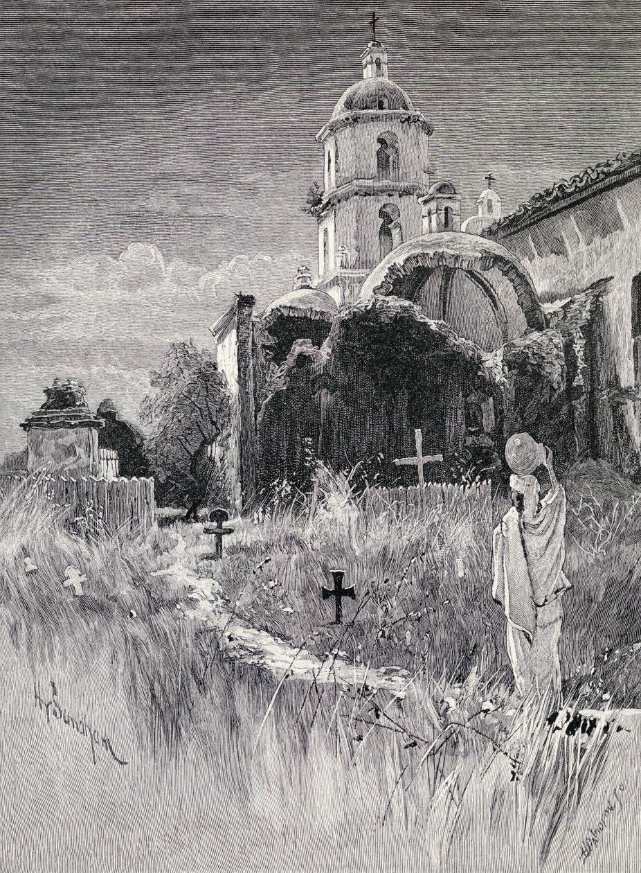Begraafplaats en missie, San Luis Rey de Francia, Californië, uit 