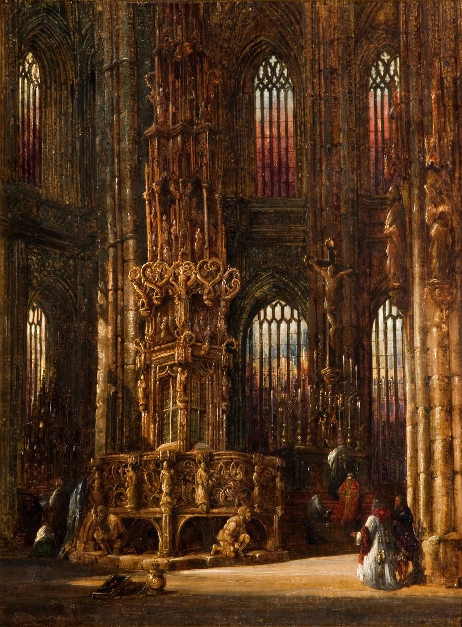 Interieur van de Kerk van St. Lawrence, Neurenberg, c.1875 door Henry Thomas Schafer