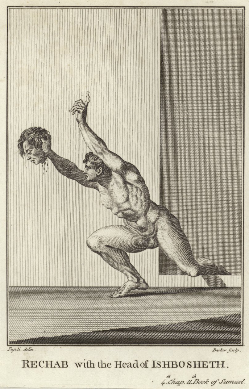 Rechab met het hoofd van Ish-bosheth (gravure) door Henry (1741-1825) (after) Fuseli