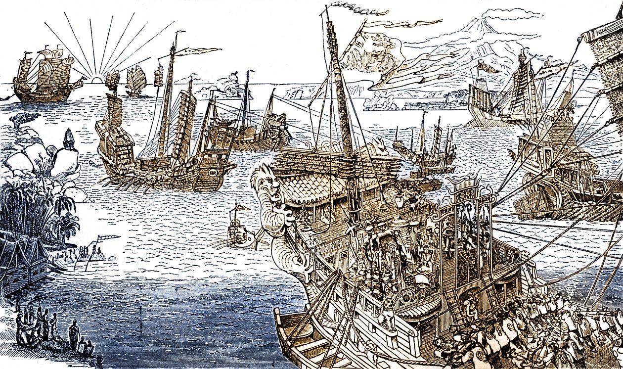 Het schip van Marco Polo door Henry (after) Yule