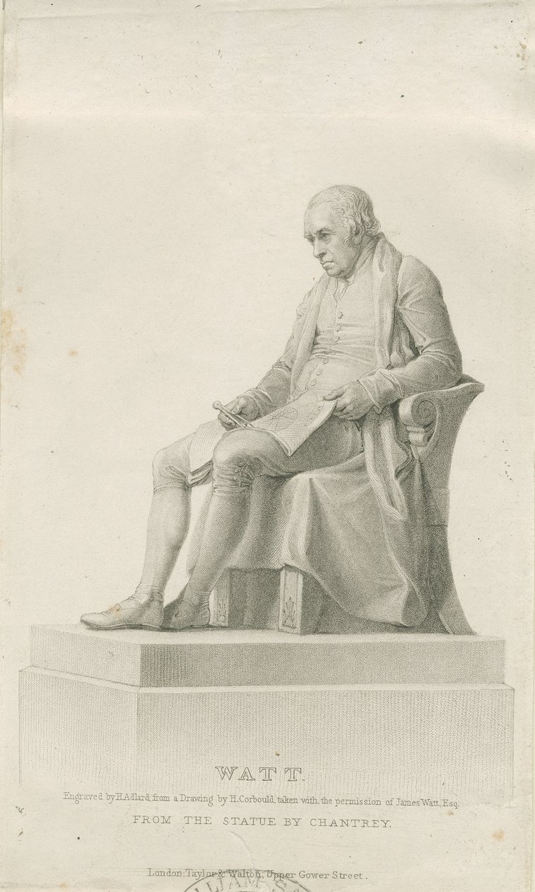 Handsworth - Monument van James Watt: stipple gravure, nd [?19e eeuw] (prent) door Henry Adlard