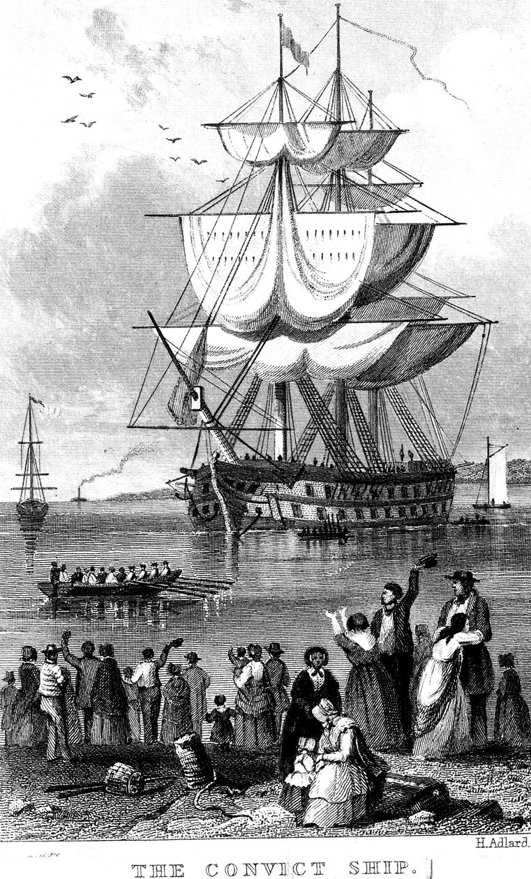 Het gevangenisschip, ca. 1820 door Henry Adlard