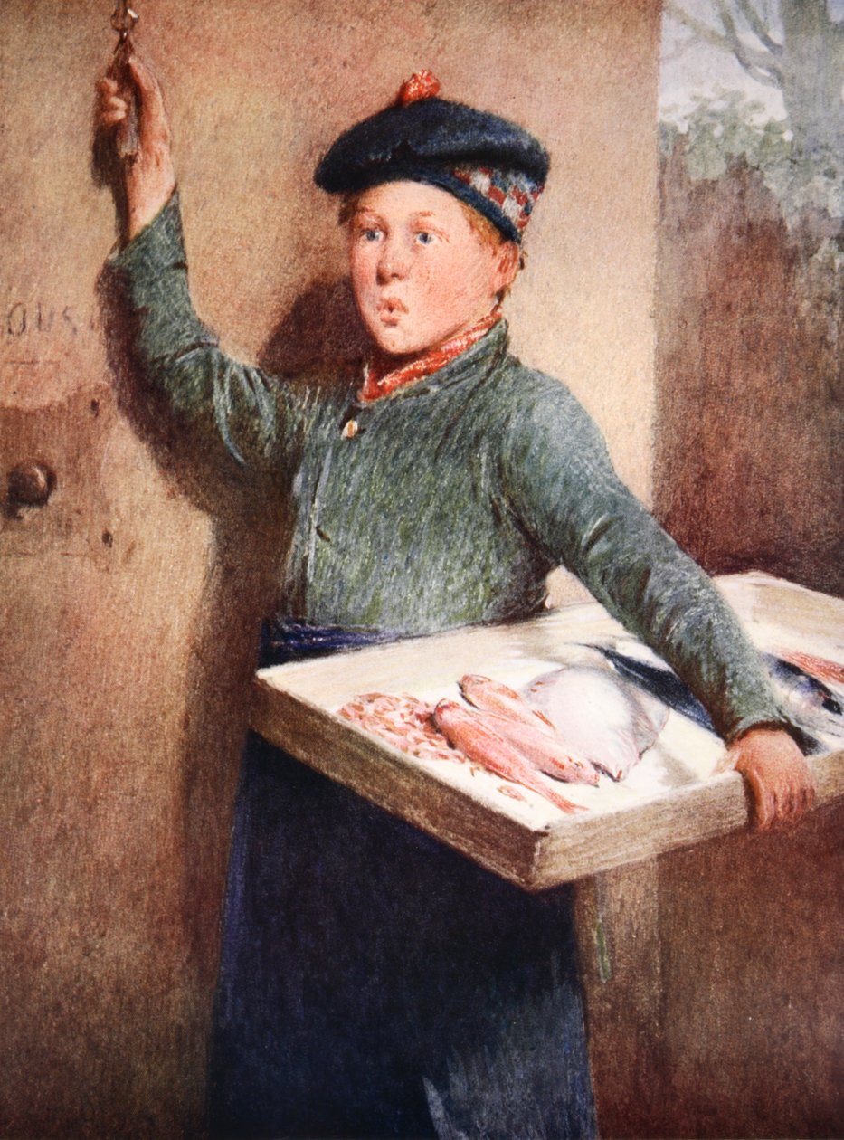 De roep van de visverkoper (aquarel op papier) door Henry Benjamin Roberts