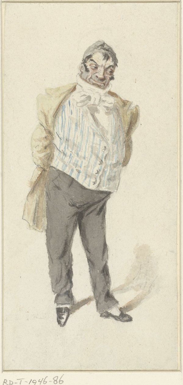 Karikatuur van een staande heer door Henry Bonaventure Monnier