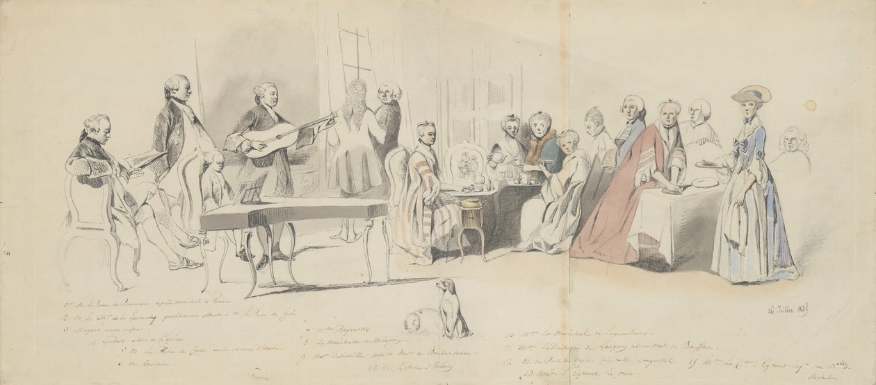 Theevisite bij de Prins de Conti, midden 19e eeuw door Henry Bonaventure Monnier