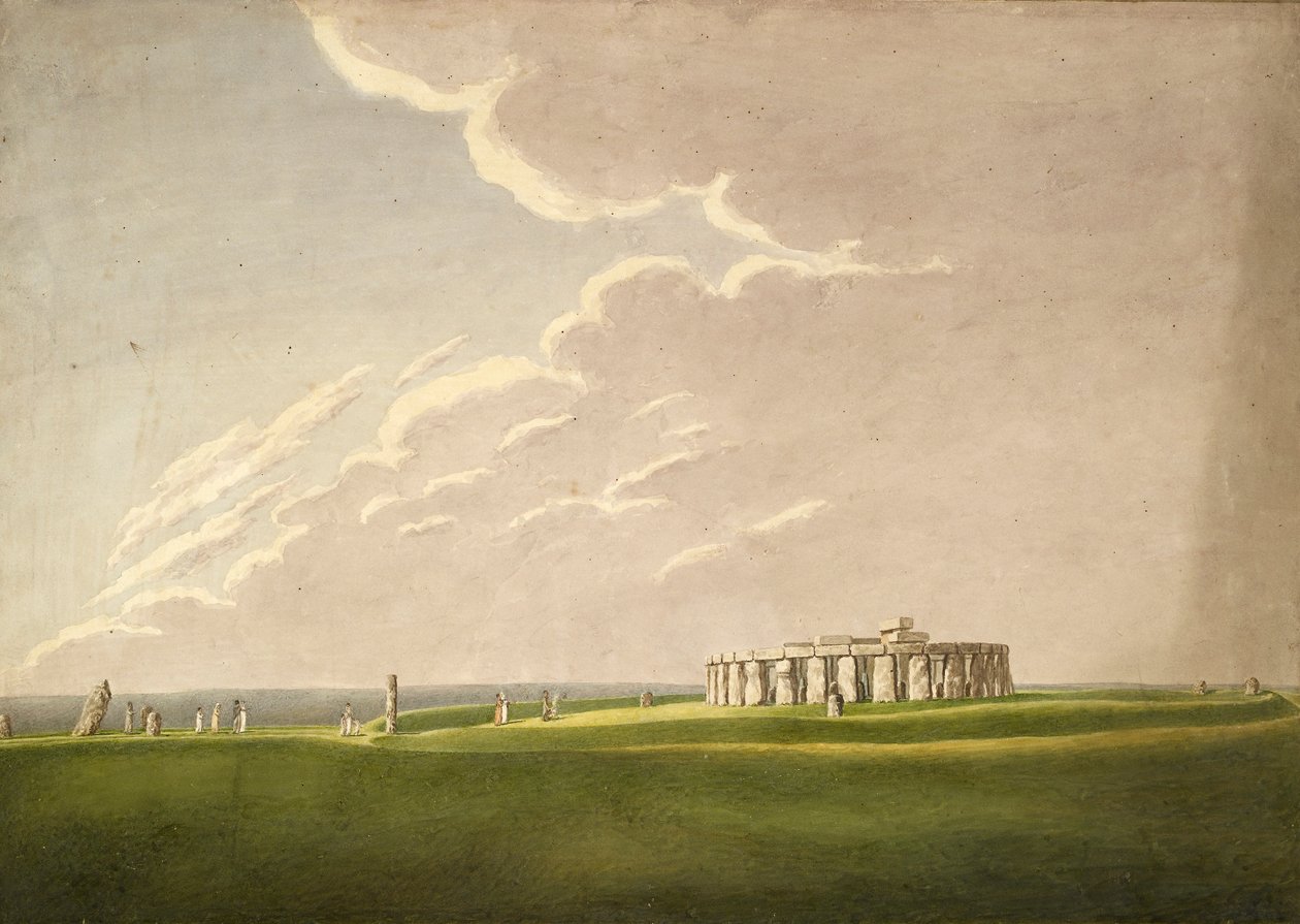 De grote antediluviaanse tempel van Stonehenge: in zijn oorspronkelijke staat vanuit het noorden, 1824-1839 door Henry Browne