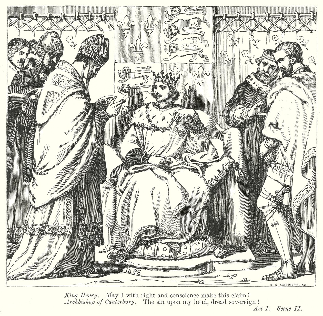 Koning Hendrik V (gravure) door Henry Courtney (after) Selous