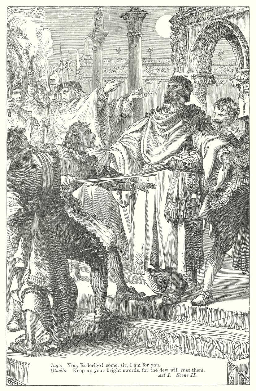 Othello (gravure) door Henry Courtney (after) Selous