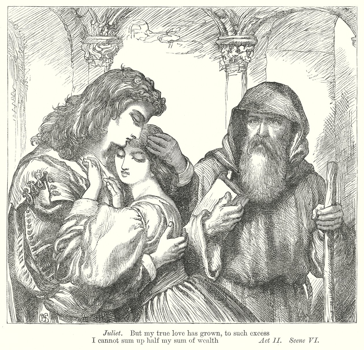 Romeo en Julia (gravure) door Henry Courtney (after) Selous