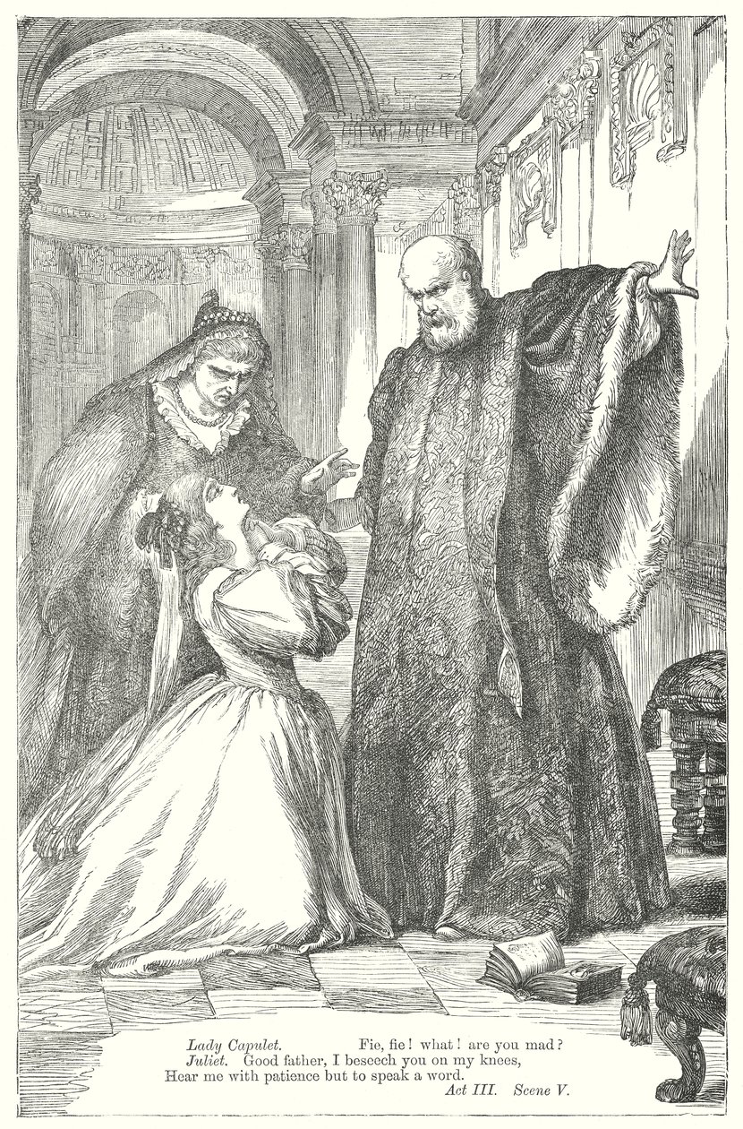 Romeo en Julia (gravure) door Henry Courtney (after) Selous