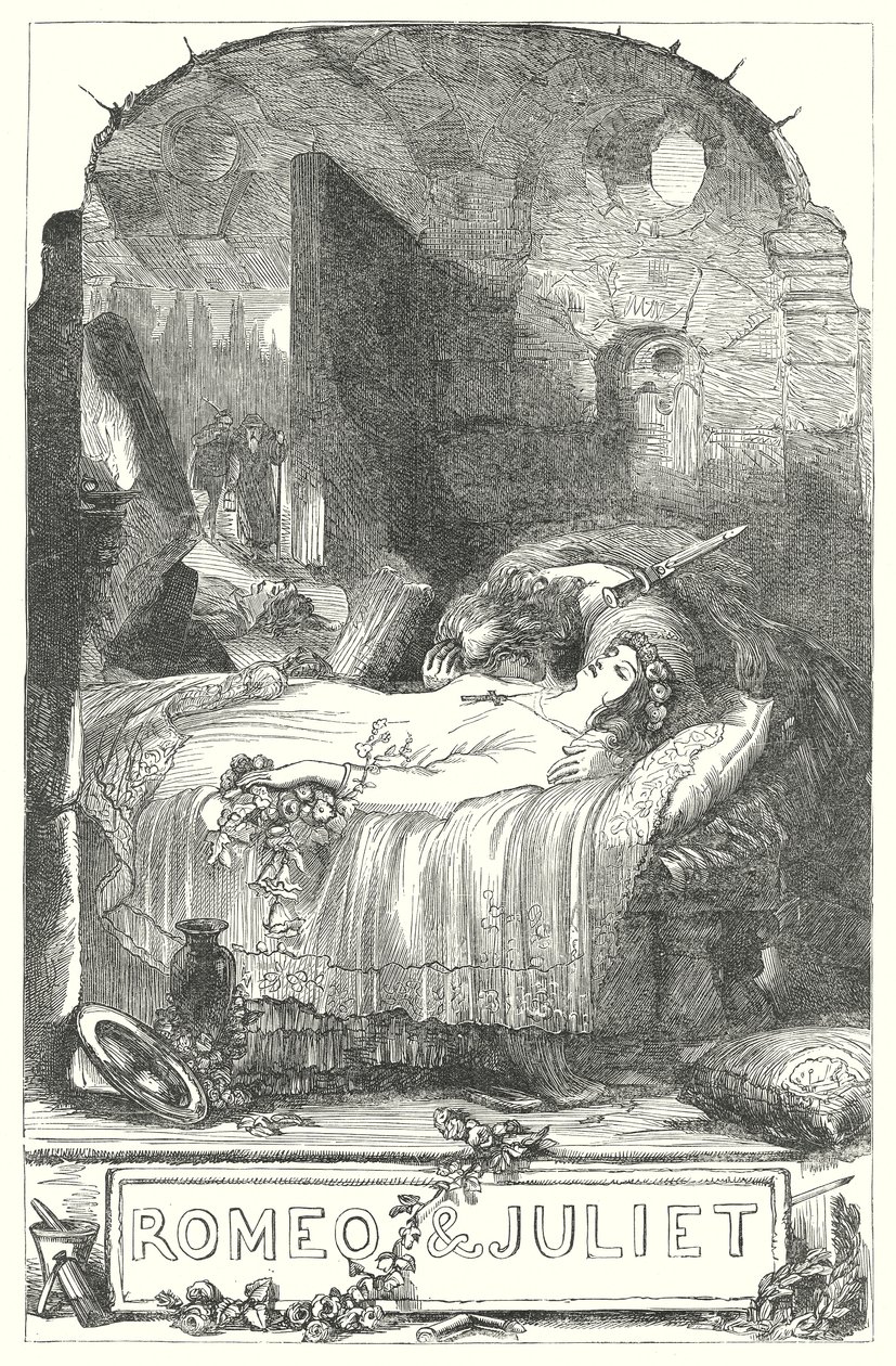 Romeo en Julia (gravure) door Henry Courtney (after) Selous
