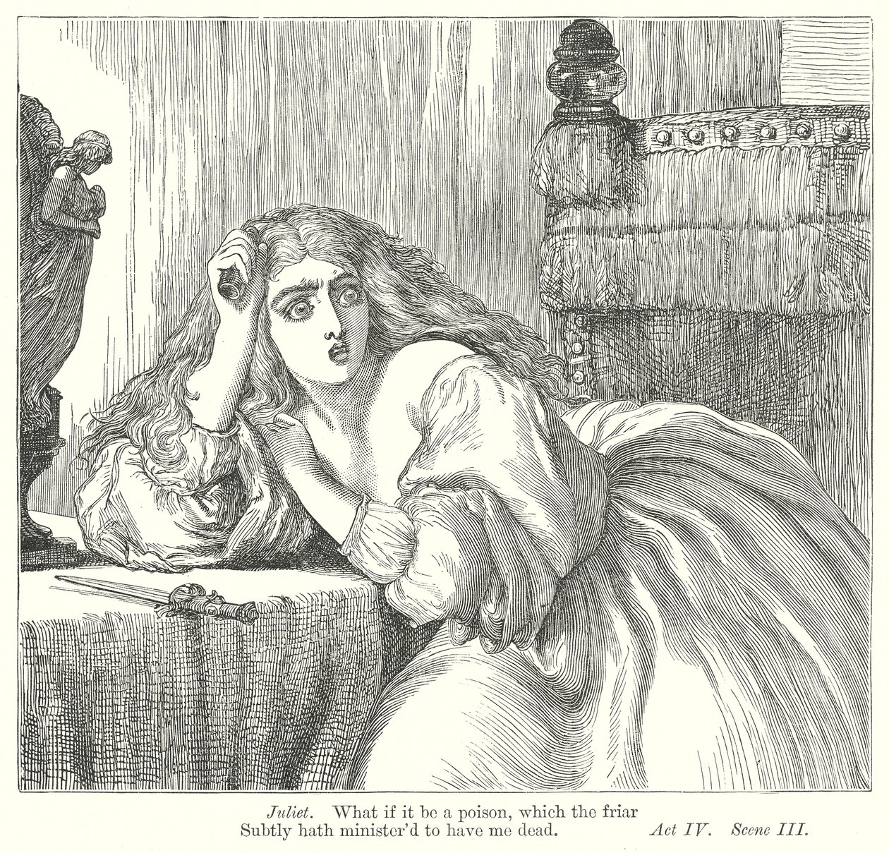 Romeo en Julia (gravure) door Henry Courtney (after) Selous