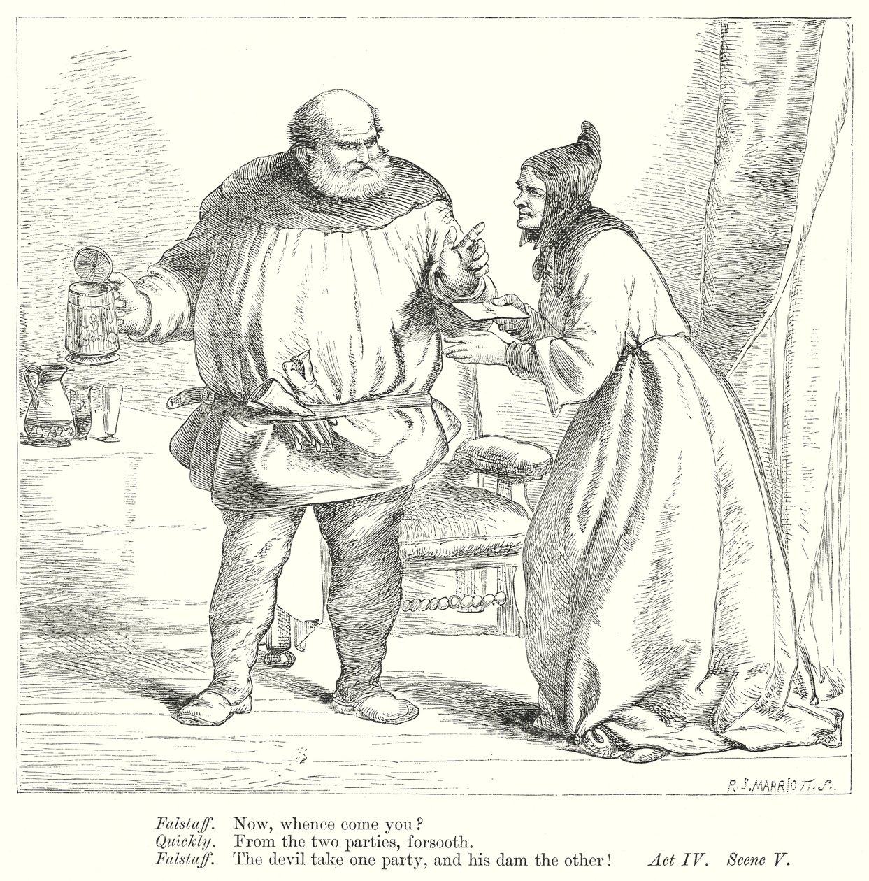 De vrolijke vrouwen van Windsor (gravure) door Henry Courtney (after) Selous