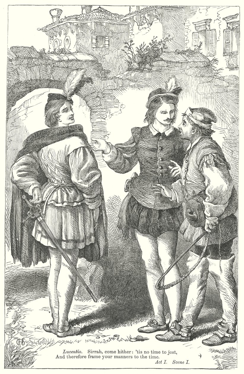 Het temmen van de feeks (gravure) door Henry Courtney (after) Selous