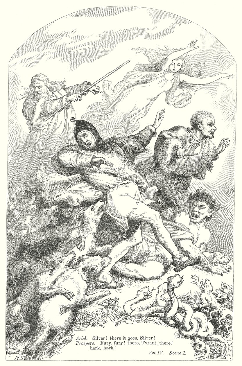 De storm (gravure) door Henry Courtney (after) Selous
