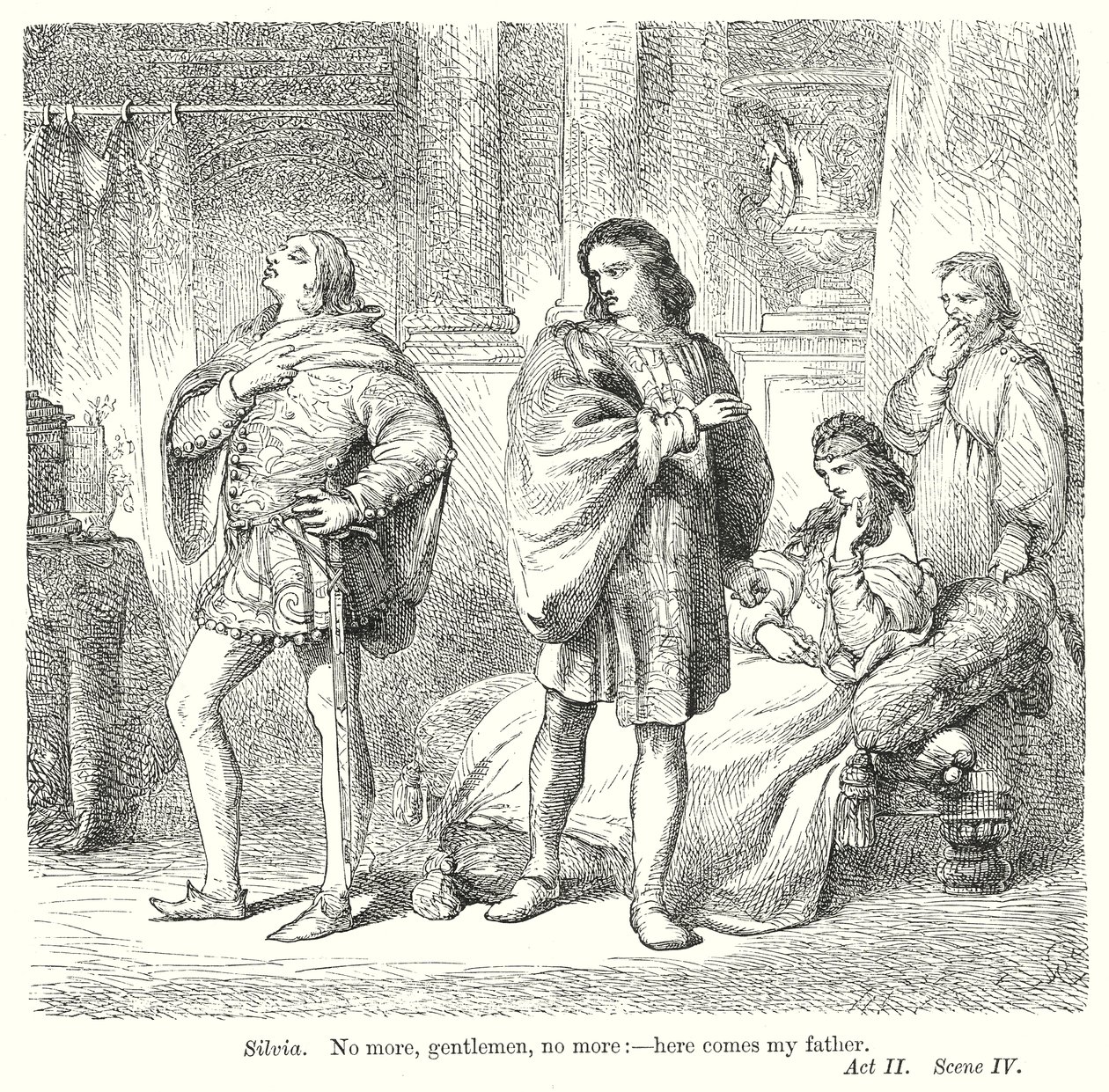 De twee heren van Verona (gravure) door Henry Courtney (after) Selous