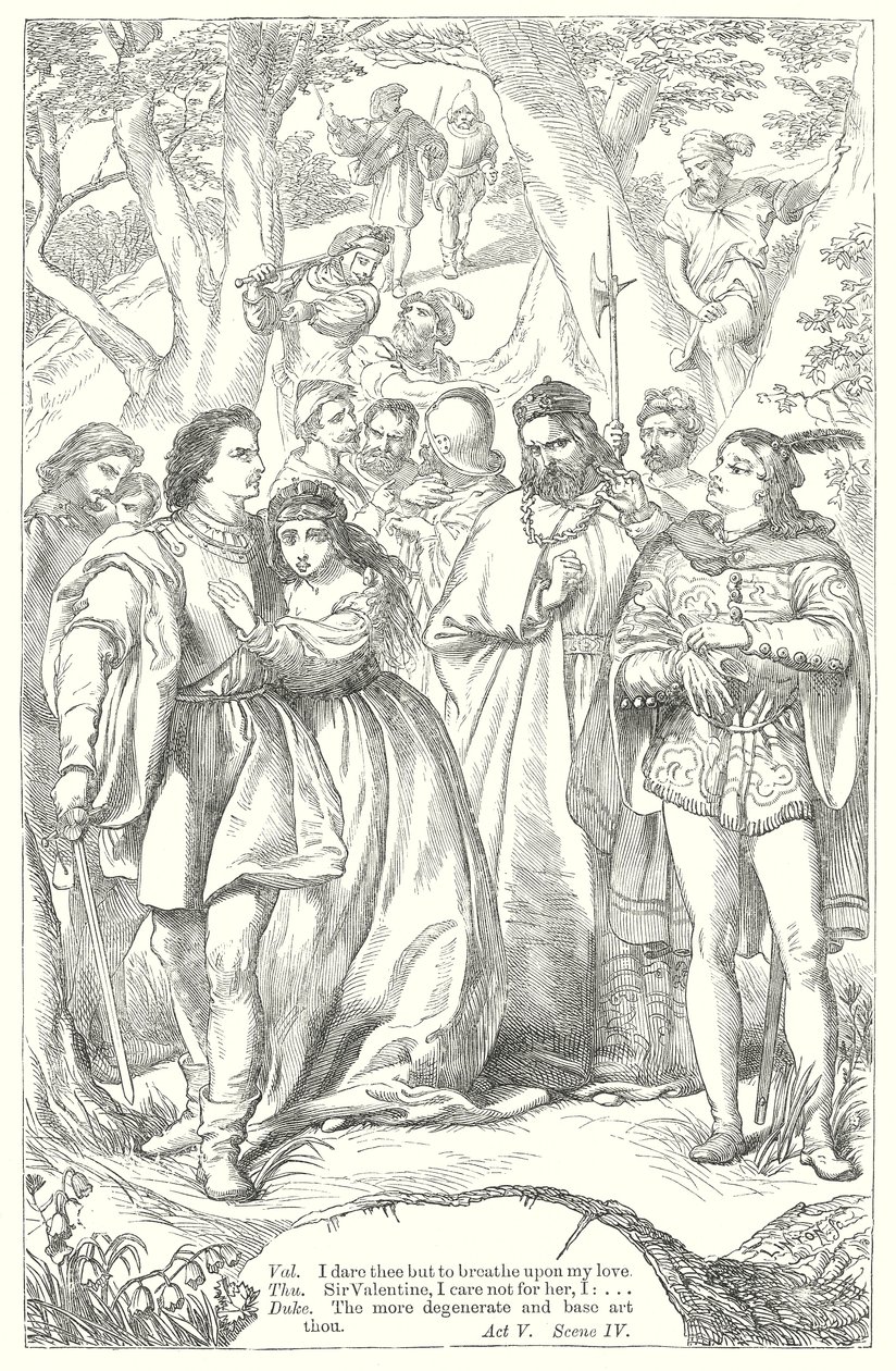 De twee heren van Verona (gravure) door Henry Courtney (after) Selous