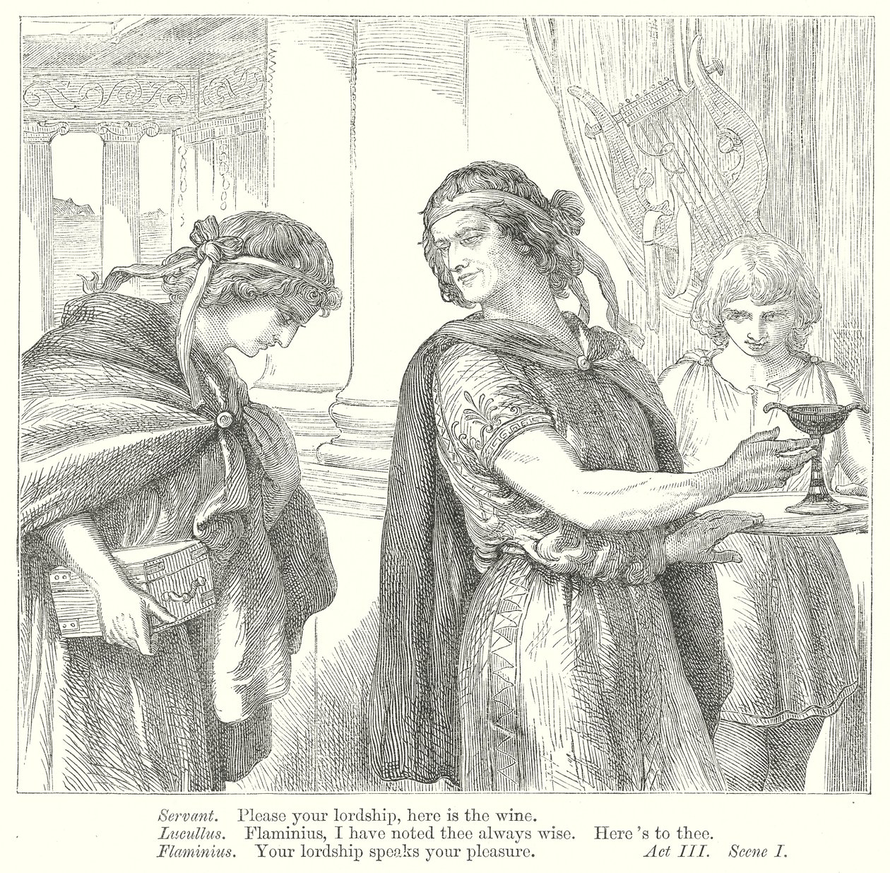 Timon van Athene (gravure) door Henry Courtney (after) Selous