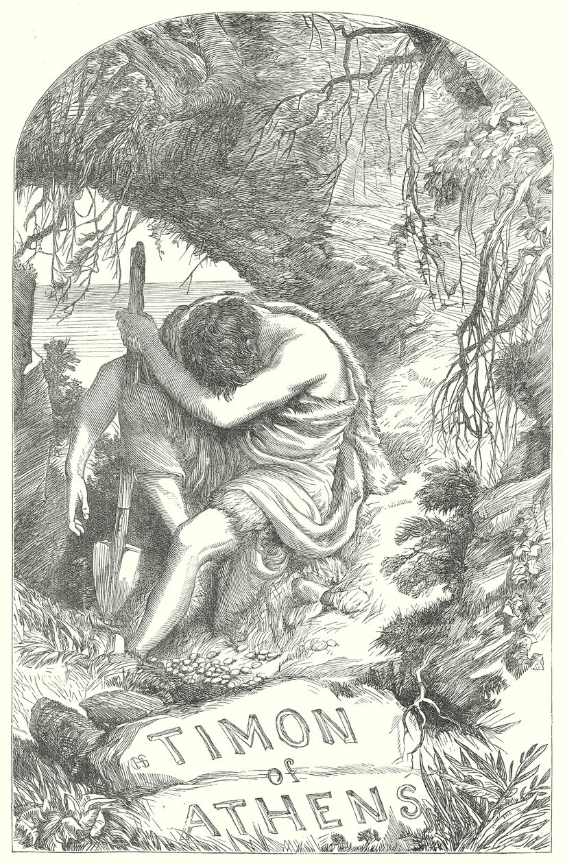 Timon van Athene (gravure) door Henry Courtney (after) Selous