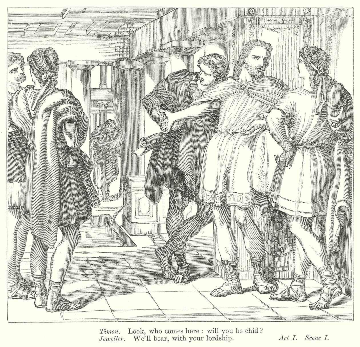Timon van Athene (gravure) door Henry Courtney (after) Selous