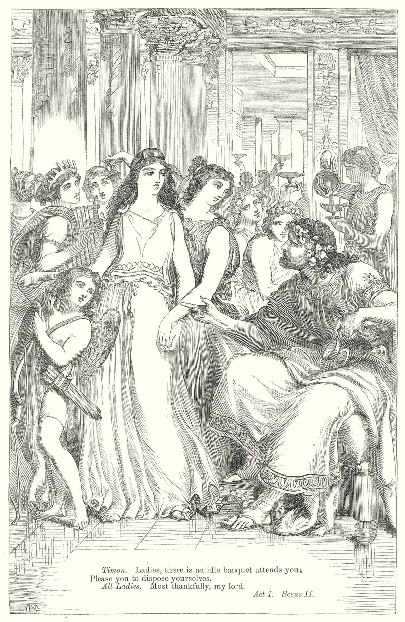 Timon van Athene (gravure) door Henry Courtney (after) Selous