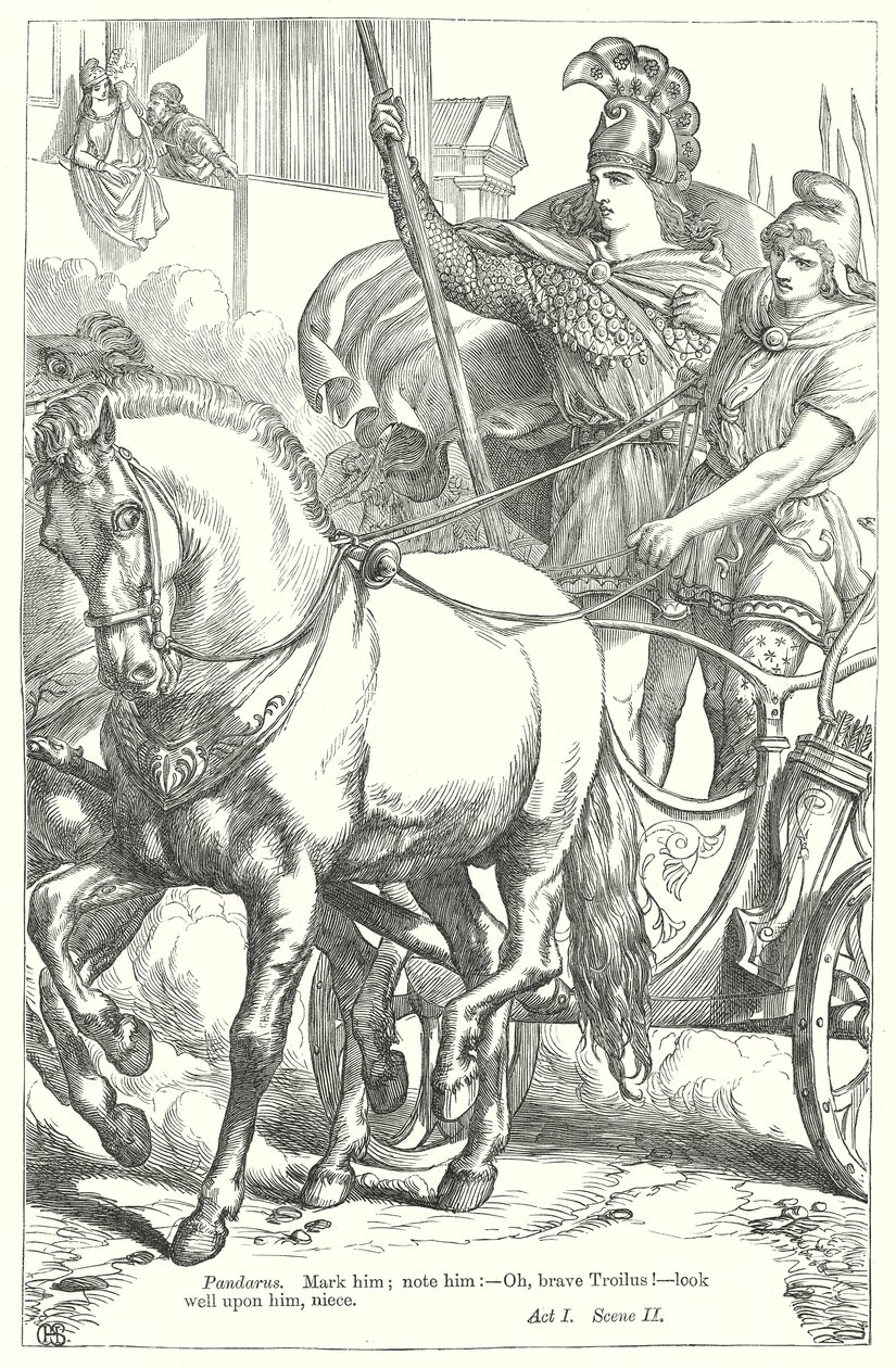 Troilus en Cressida (gravure) door Henry Courtney (after) Selous