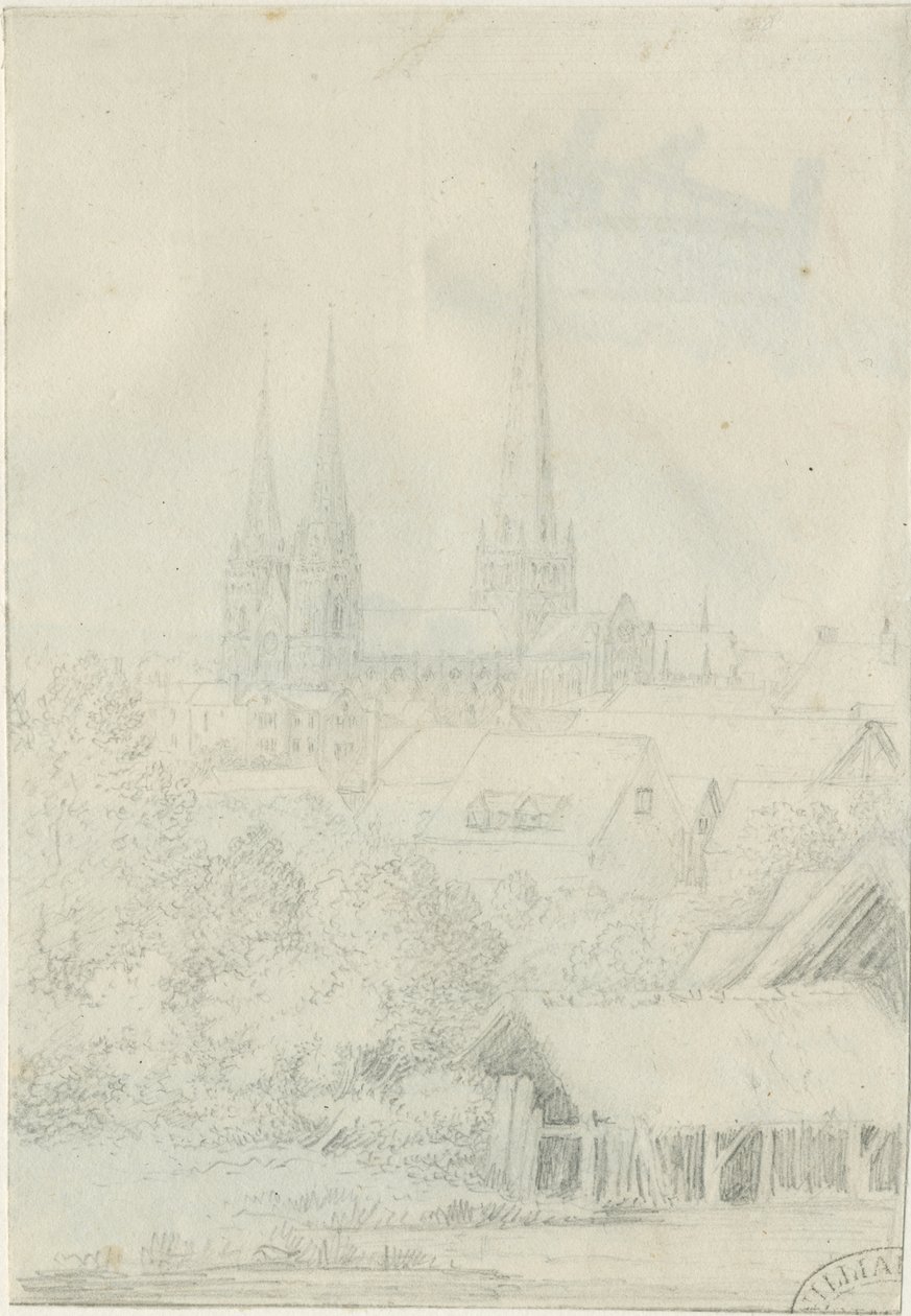 Lichfield Kathedraal - Zuidwestaanzicht door Henry Curzon Allport