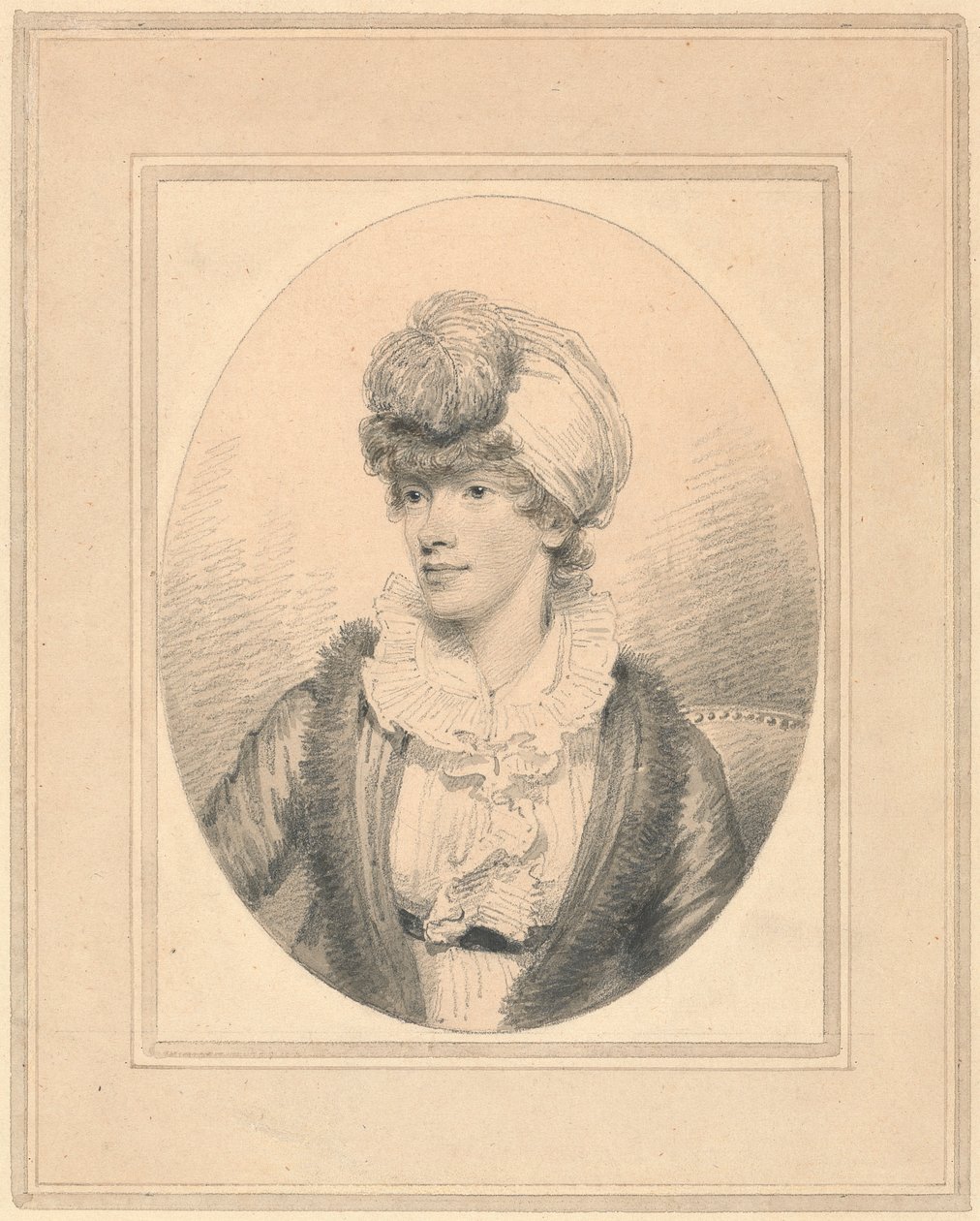 Portret van een jonge dame met een tulband door Henry Edridge