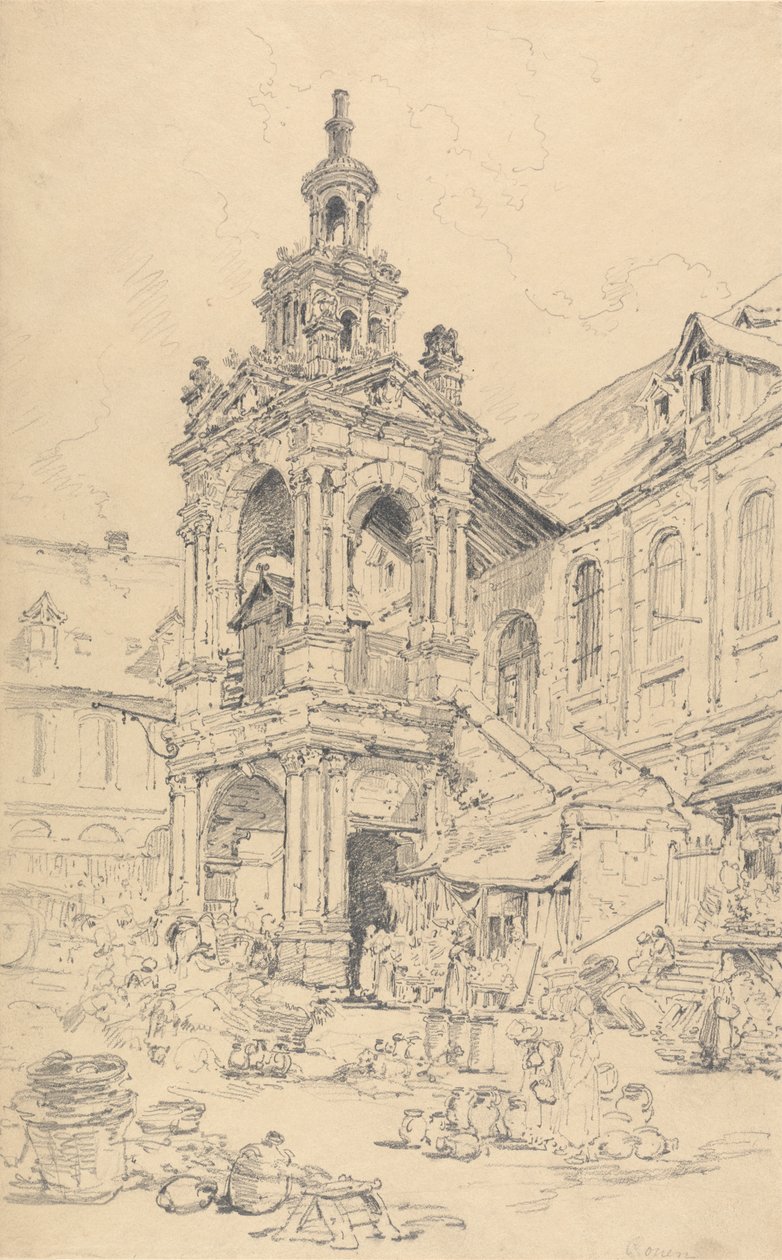 De veranda van de Halle van de Haute Vielle Tour, Rouen door Henry Edridge