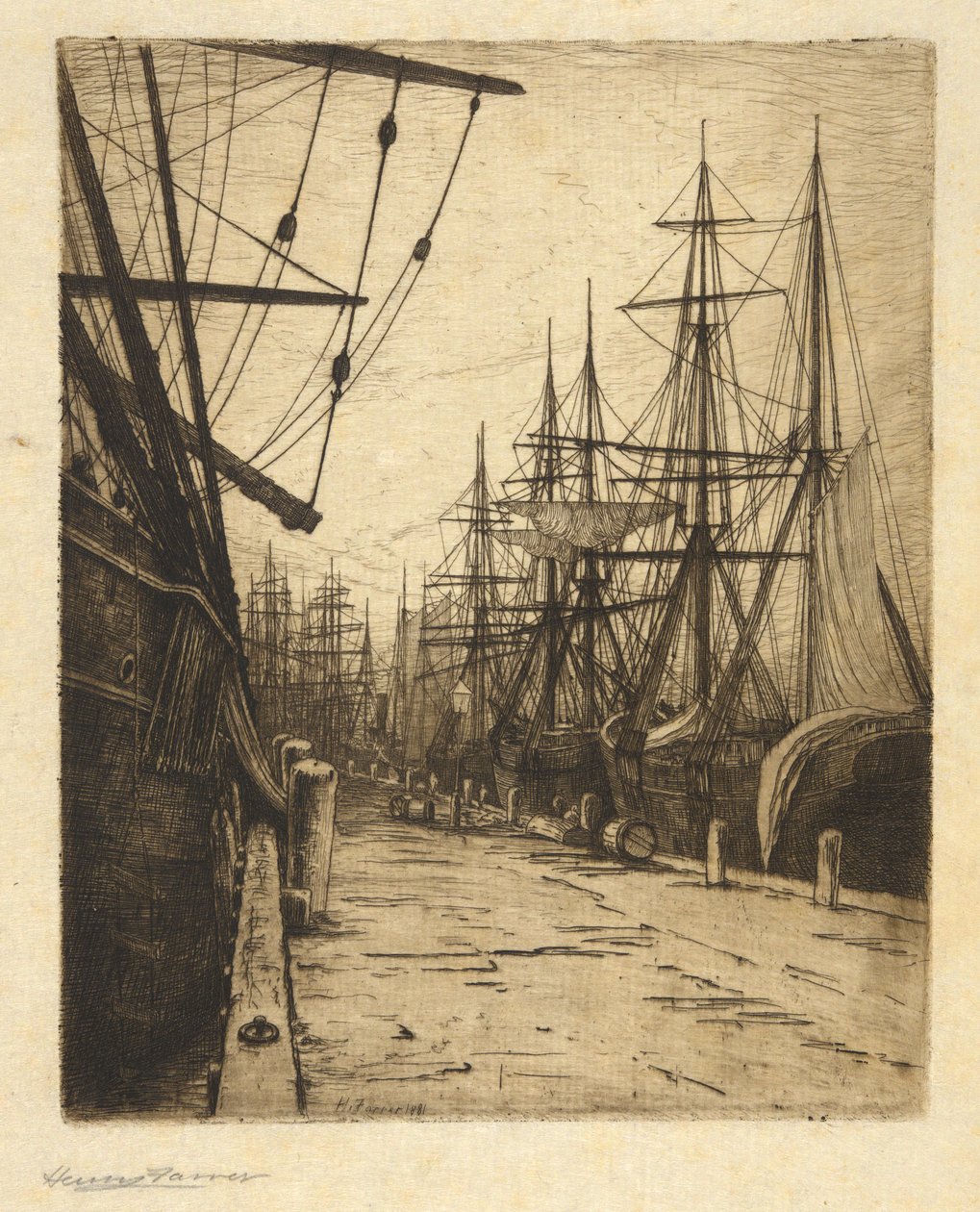 Avond in de Atlantische Docks door Henry Farrer