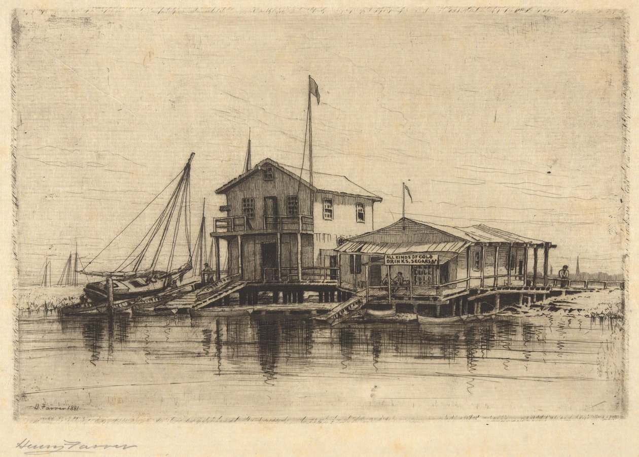 Aan de Kreek, Long Island door Henry Farrer