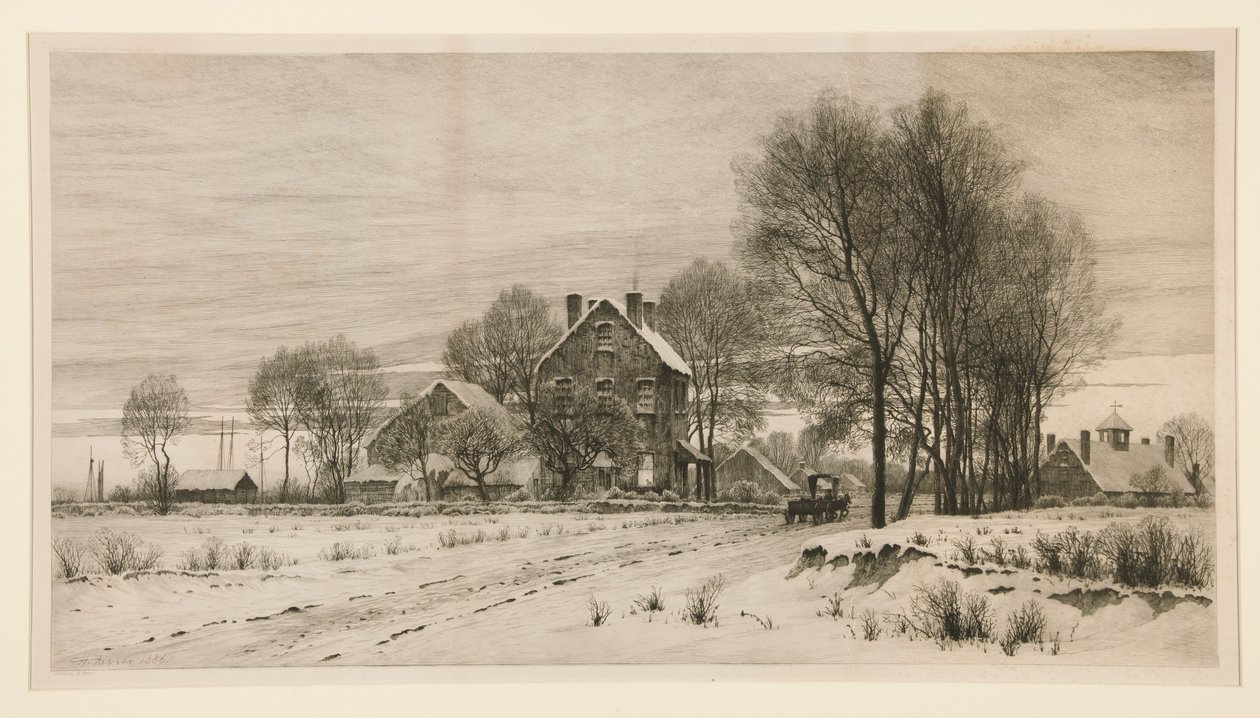 De dag eindigt, de nacht daalt neer: Een middag in februari door Henry Farrer
