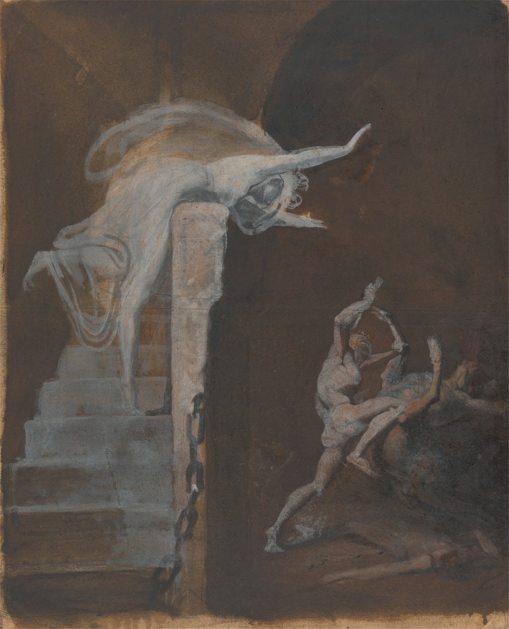 Ariadne die de Strijd van Theseus met de Minotaurus Bekijkt door Johann Heinrich Füssli