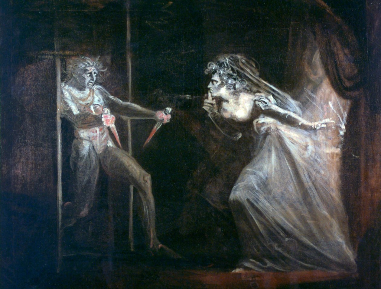 Lady Macbeth grijpt de dolken, tentoongesteld 1812 door Johann Heinrich Füssli