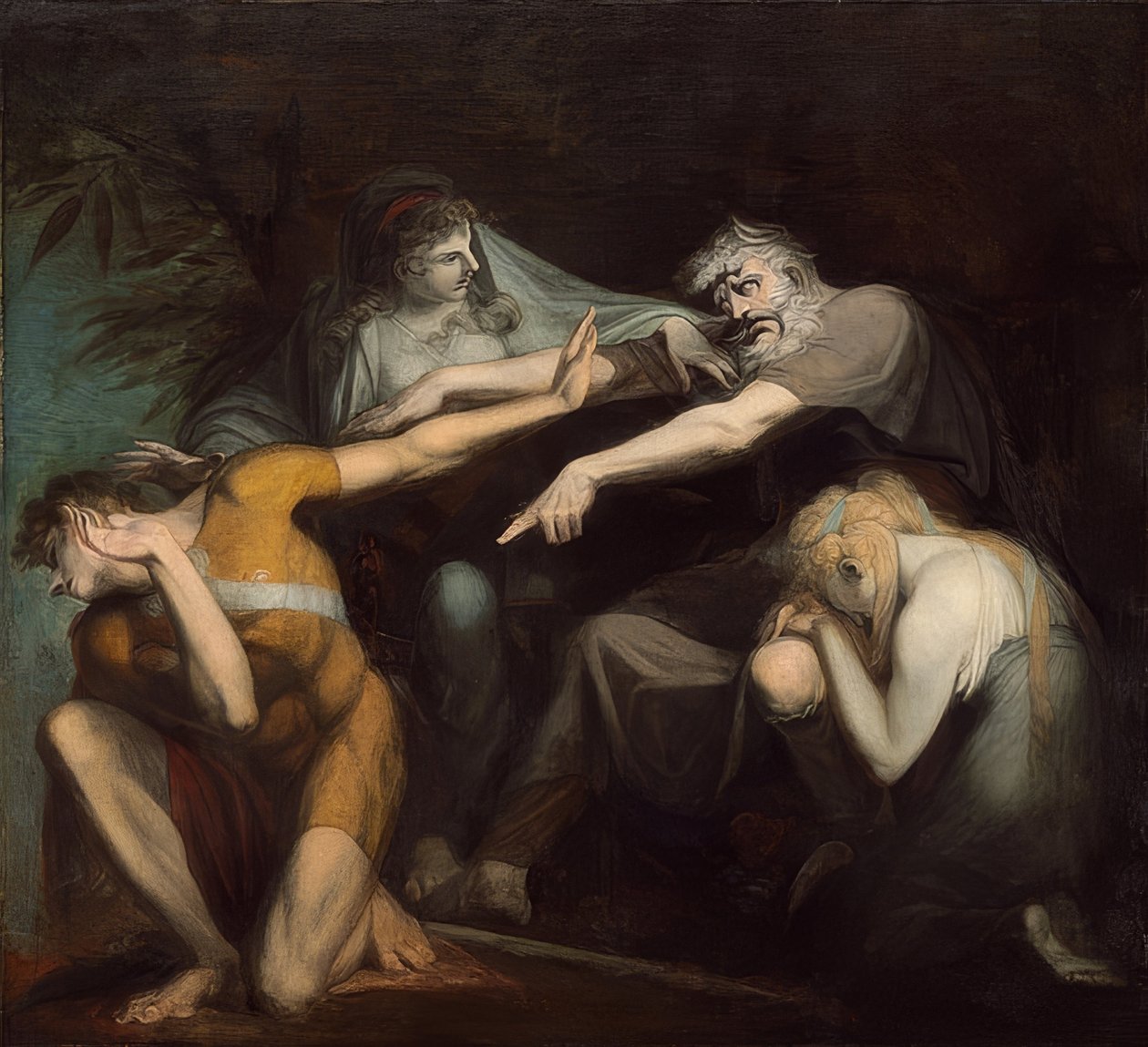 Oedipus vervloekt zijn zoon Polyneikes door Johann Heinrich Füssli