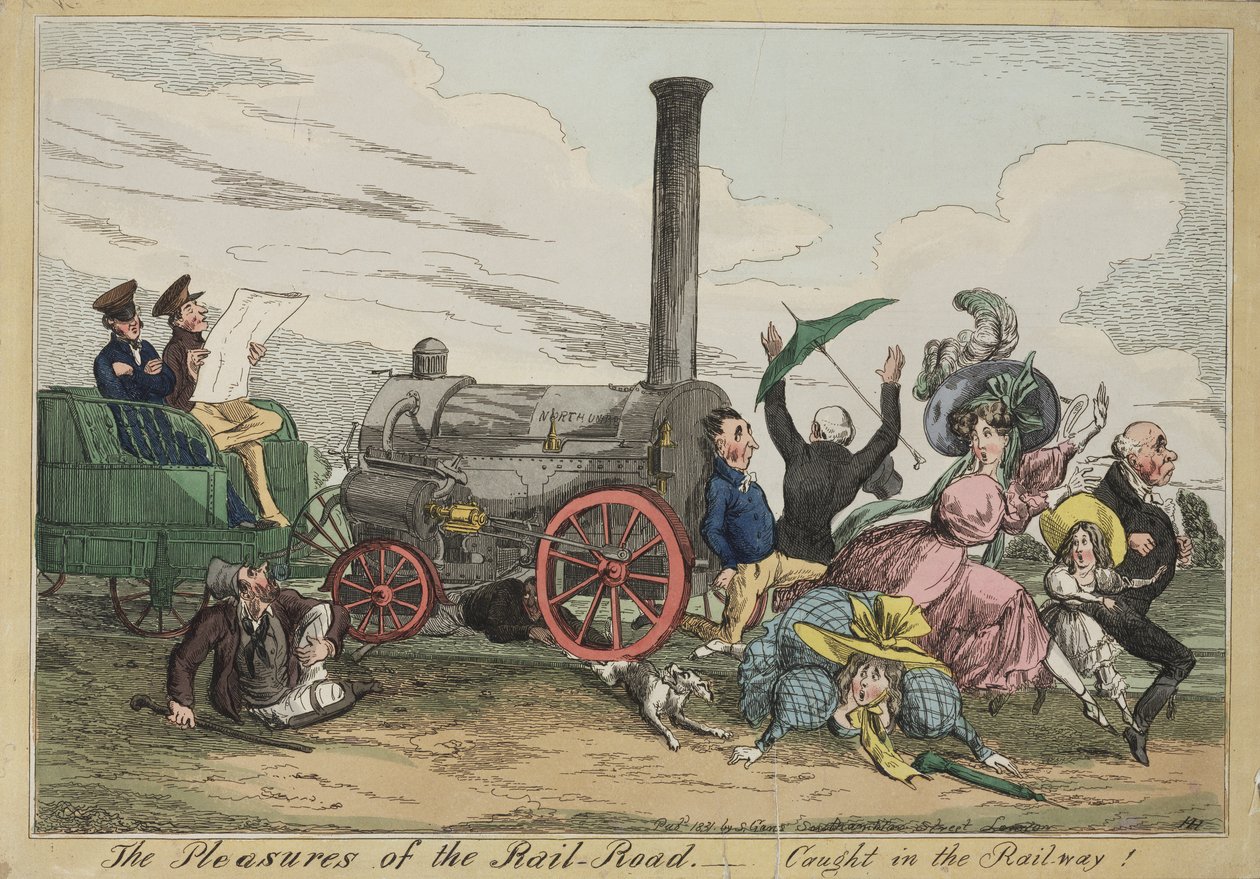 De Geneugten van de Spoorweg - Gevangen in de Spoorweg!, ca. 1840 door Henry Heath