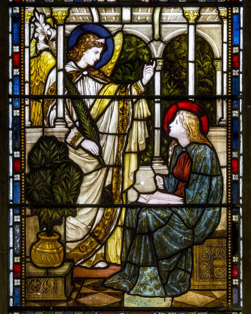Kirkstall, St Stephen, Heaton Butler & Bayne, Henry Holiday, De Aankondiging, c.1870 door Henry Holiday