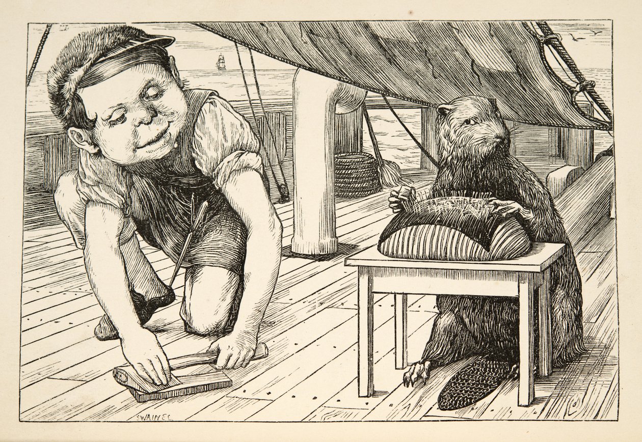 De bever bleef de andere kant op kijken, uit The Hunting of the Snark, een Agony in Eight Fits, door Lewis Carroll, uitgegeven 1876 door Henry Holiday