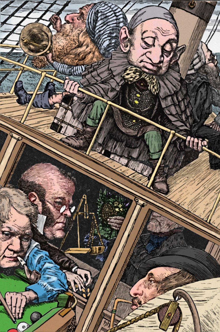 De bemanning was compleet. Uit The Hunting of the Snark Lewis Carroll, 1874-1876, 1923 door Henry Holiday