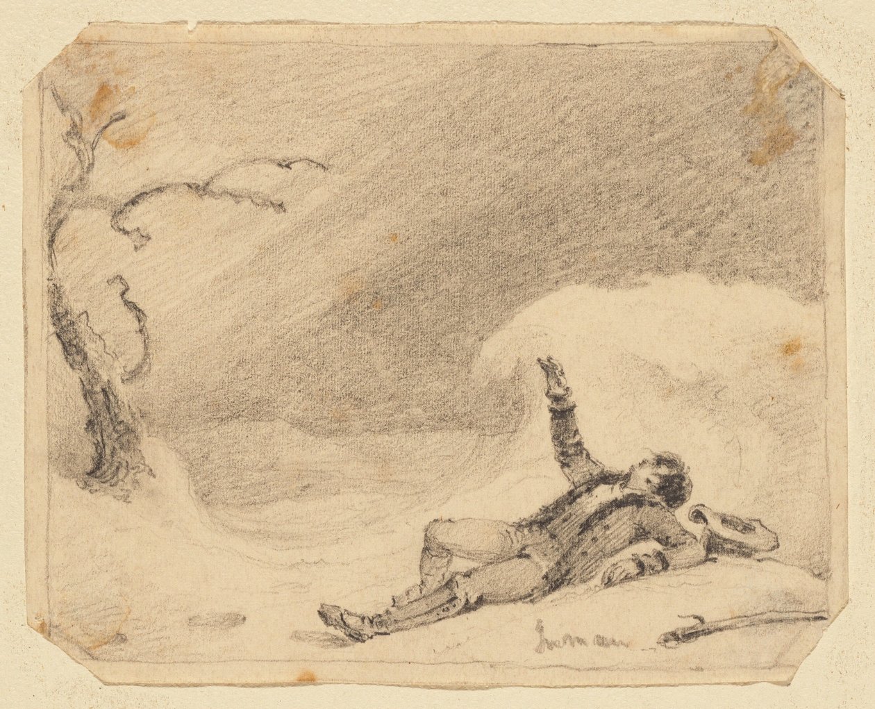 Man in de sneeuw door Henry Inman
