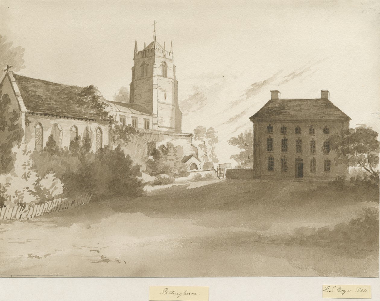 Pattingham Kerk en Pastoriehuis door Henry James Noyes